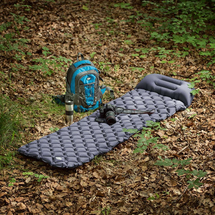 Tapis de voyage avec pompe, gris - Compact et portable