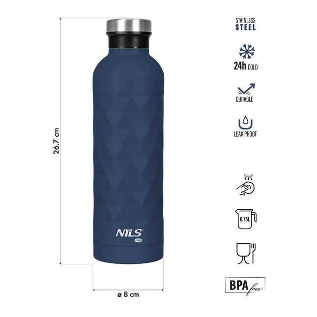 Bouteille d'eau touristique, 750 ml, bleue