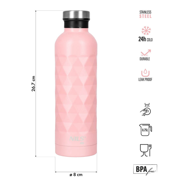 Bouteille d'eau touristique, 750 ml, rose