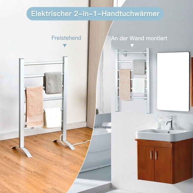 Handtuchhalter Multifunktionaler elektrischer Handtuchwärmer mit 6 Stangen Silber