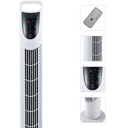 Ventilateur colonne, 3 modes, fonctionnement silencieux, minuterie, télécommande, blanc