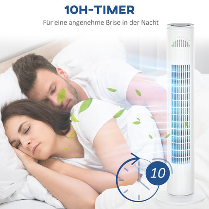 Turmventilator mit 70° Oszillation, 77 cm, 45W, 3 Geschwindigkeiten