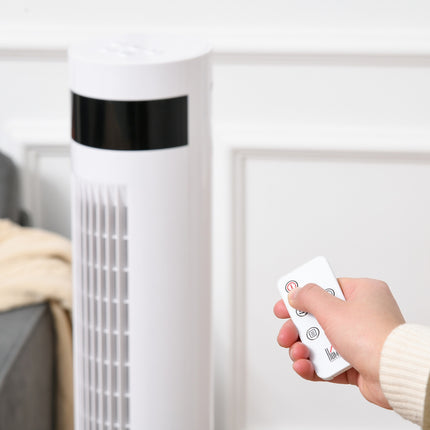 Turmventilator mit Fernbedienung, 85° Oszillation, 3 Geschwindigkeitsstufen, weiß