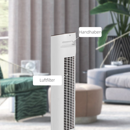 Ventilateur tour avec télécommande, 3 vitesses, oscillation à 85°