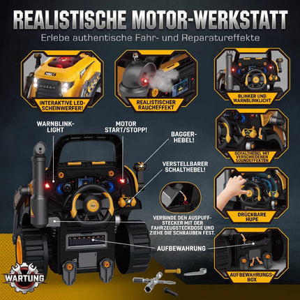 Spielzeug-Bagger-Reparaturset mit Licht und Sound, 68 Teile