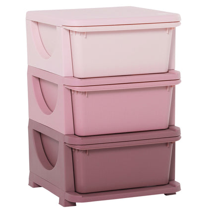 3-stöckiger Spielzeugschrank für Kinder – Rosa