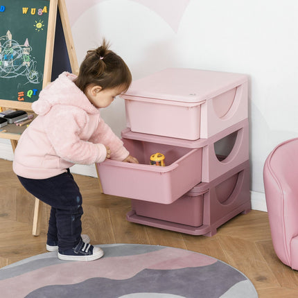 3-stöckiger Spielzeugschrank für Kinder – Rosa
