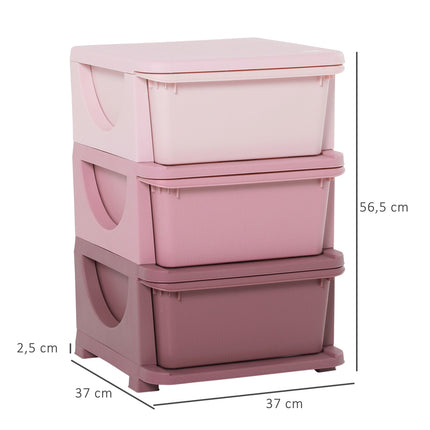 3-stöckiger Spielzeugschrank für Kinder – Rosa