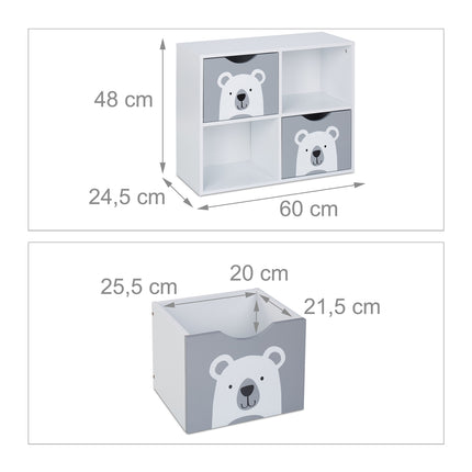 Spielzeugaufbewahrungsregal mit 4 Fächern, Bärchen-Design