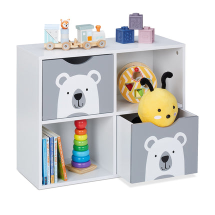 Spielzeugaufbewahrungsregal mit 4 Fächern, Bärchen-Design