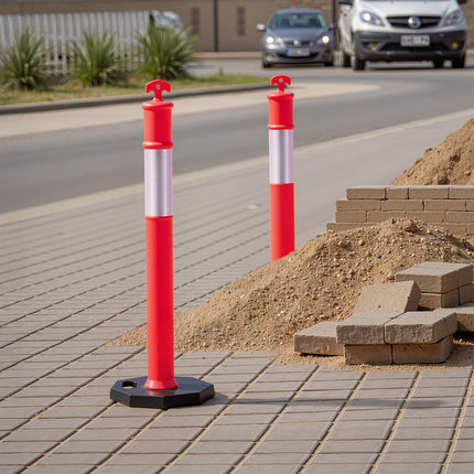 Traffic Delineator Posts 2-Pack, 1140mm, Reflective, Weighted Base