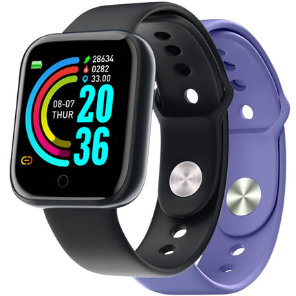 Trainerbeat Smartwatch mit zwei Armbändern Schwarz + Lila
