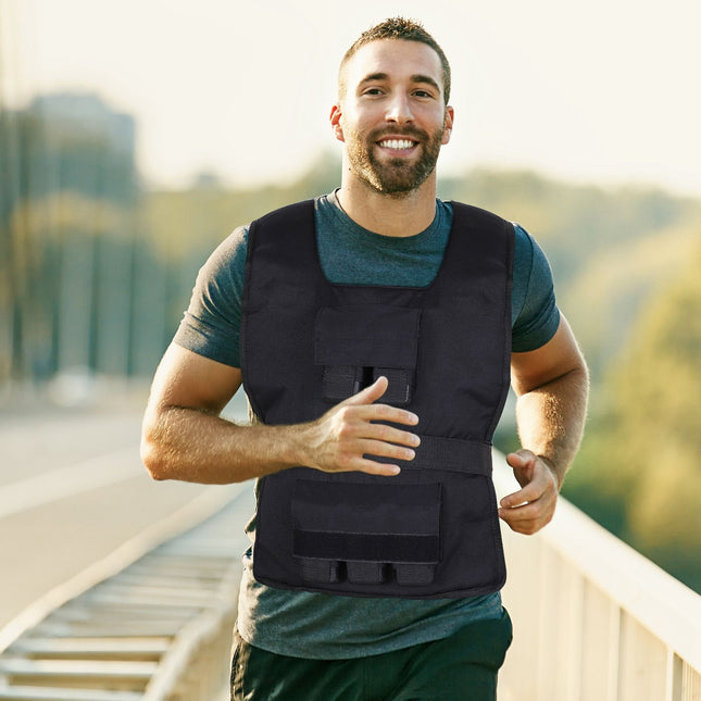 Verstellbare 30-kg-Gewichtsweste für Krafttraining, schwarz