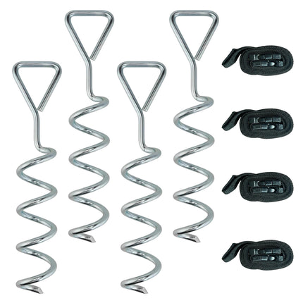 Trampolin-Anker-Set, 4 Spiralheringe, verstellbare Gurte