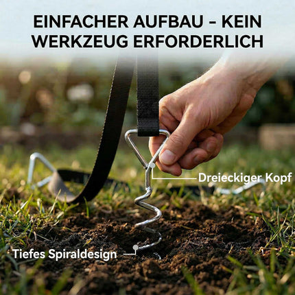 Trampolin-Anker-Set, 4 Spiralheringe, verstellbare Gurte