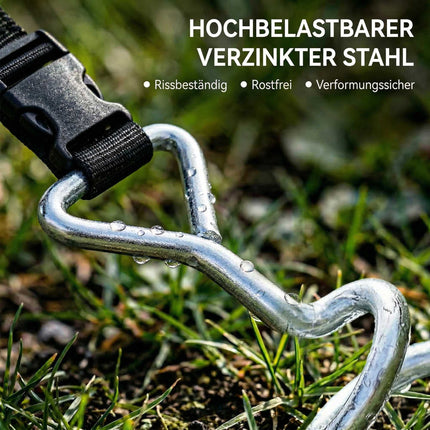 Trampolin-Anker-Set, 4 Spiralheringe, verstellbare Gurte