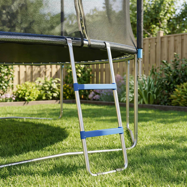 Échelle de trampoline 2 marches, capacité 150 kg, bleue