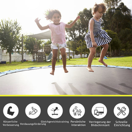 Tapis de rechange pour trampoline, cadre de 366 cm, noir, polypropylène durable