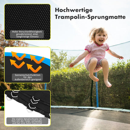 Tapis de rechange pour trampoline, cadre de 366 cm, noir, polypropylène durable