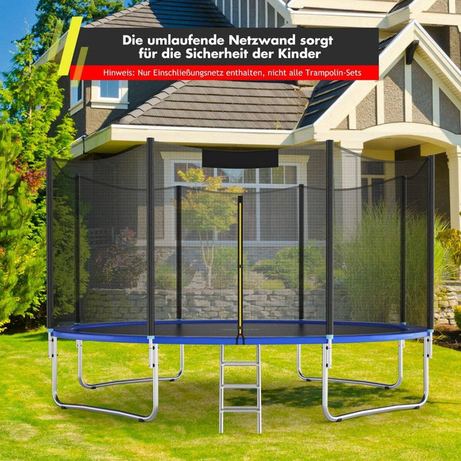 Filet de sécurité pour trampoline 427 cm, compatible avec 8 poteaux, accès par fermeture éclair