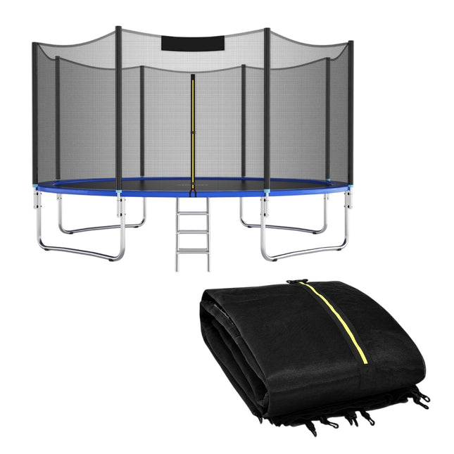 Filet de sécurité pour trampoline 427 cm, compatible avec 8 poteaux, accès par fermeture éclair