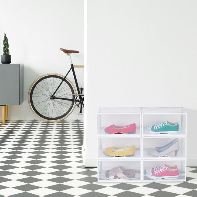 Boîtes à chaussures transparentes avec portes, lot de 6, empilables