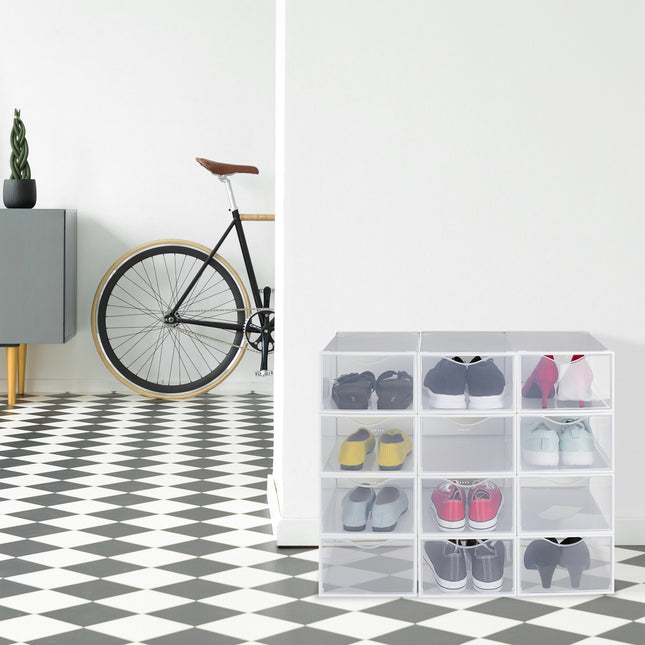 Boîtes de rangement transparentes pour chaussures, lot de 12
