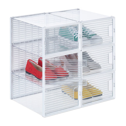 Boîtes de rangement transparentes pour chaussures, lot de 6