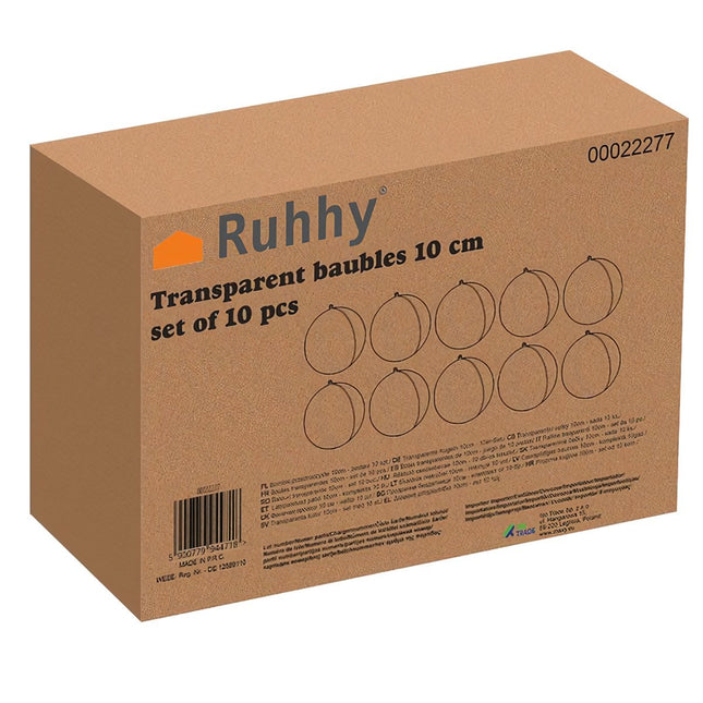 Boules transparentes 10cm lot de 10 Ruhhy 22277