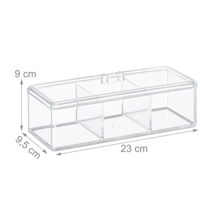 Boîte à thé transparente à 3 compartiments