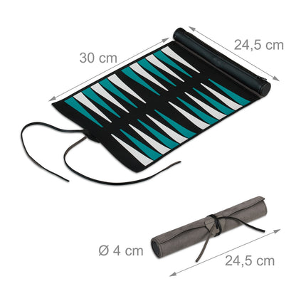 Reise-Backgammon-Set, Leder-Optik zum Aufrollen