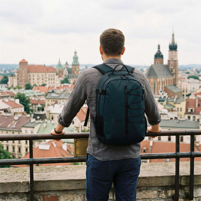 Sac à dos de voyage, compartiment pour ordinateur portable 20 L en PU, bleu