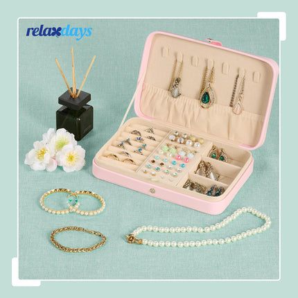 Organisateur de bijoux de voyage, boîte compacte en similicuir