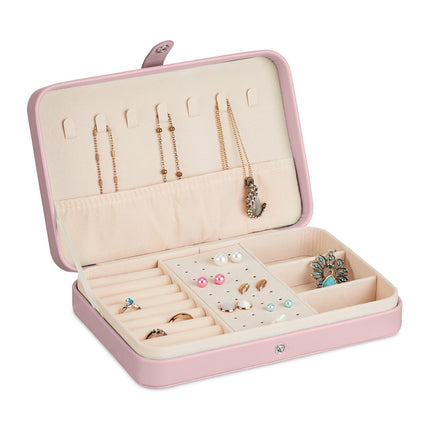 Organisateur de bijoux de voyage, boîte compacte en similicuir
