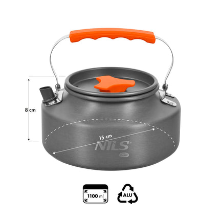 Bouilloire de voyage avec couvercle, capacité de 1,1 L