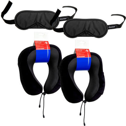 Reiseset mit 2 Nackenkissen und 2 Schlafmasken