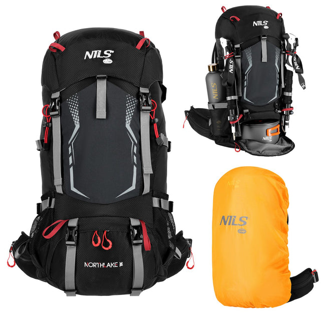 Sac à dos de voyage noir 30 L + 10 L - Extensible