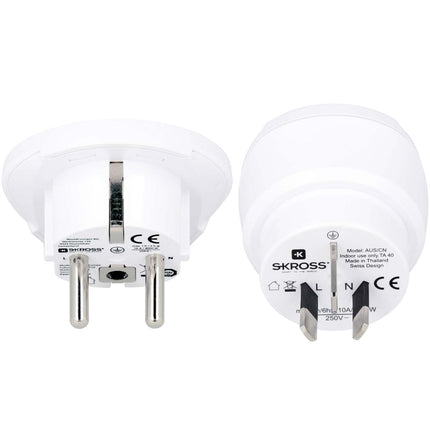 Reiseadapter Combo World nach Australien/China + Europa Grounded