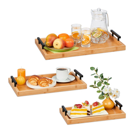Plateaux en bambou - lot de 3