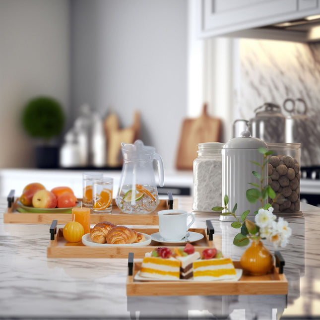 Plateaux en bambou - lot de 3