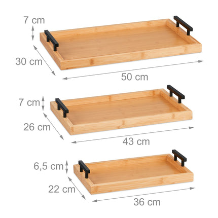 Plateaux en bambou - lot de 3