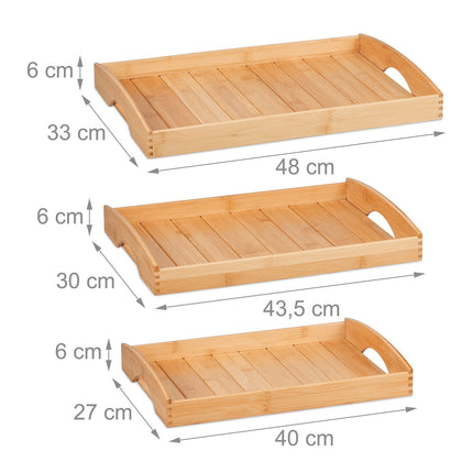 Plateaux en bambou - lot de 3
