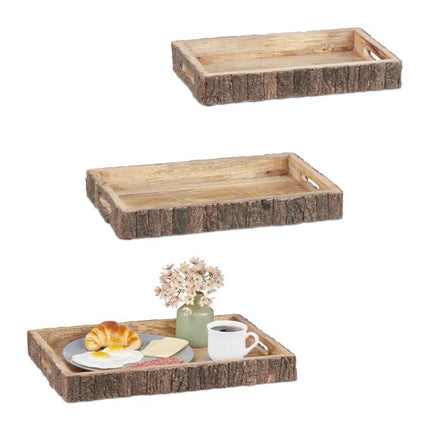 Plateaux en bois de manguier - lot de 3