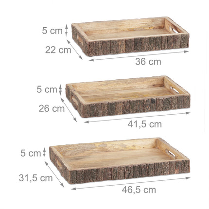 Plateaux en bois de manguier - lot de 3
