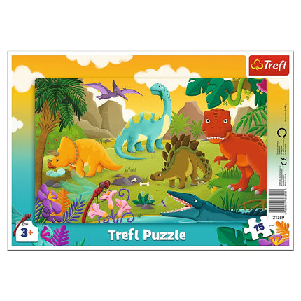 Trefl Rahmenpuzzle Dinosaurier, 15 Teile