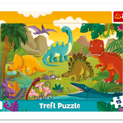 Trefl Rahmenpuzzle Dinosaurier, 15 Teile