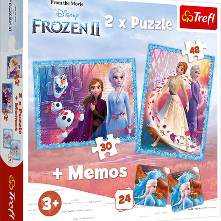Trefl Frozen Puzzle-Set mit Memo-Karten Die Eiskönigin II