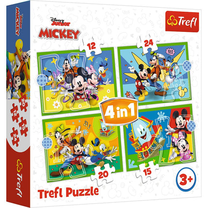 Trefl Mickey Mouse Puzzle 4 en 1, ensemble 12 15 20 24 pièces