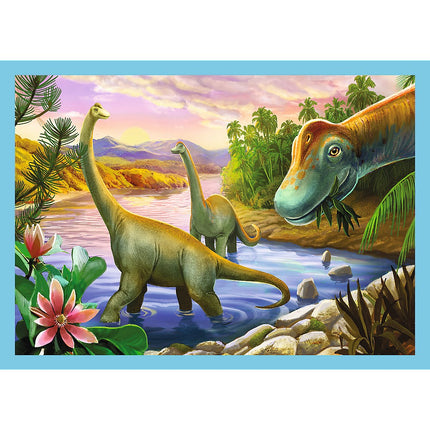 Trefl Puzzle Dinosaures 4 en 1, ensemble 12 15 20 24 pièces