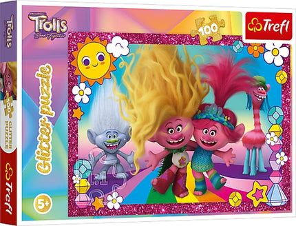 Trefl Trolls Glitzer Puzzle Trolls 3, 100 Teile